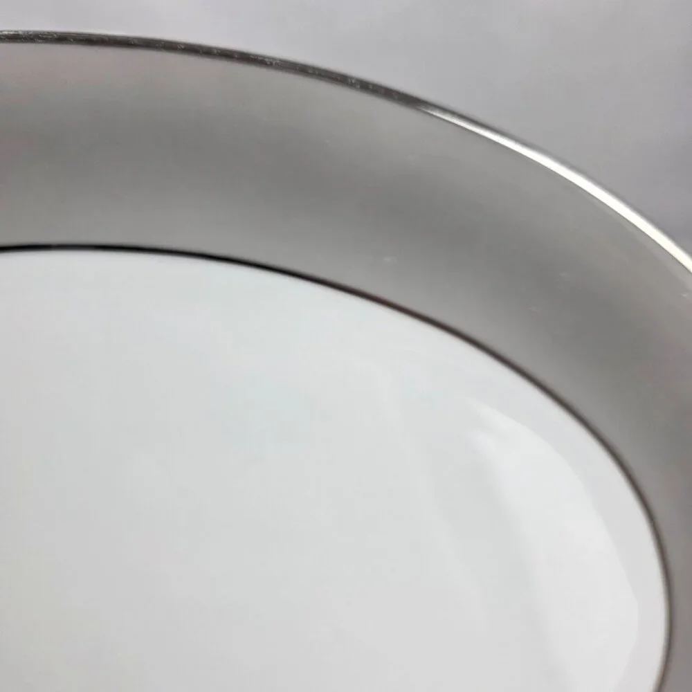 Sango Plantina Oval Serving Platter White with Gray Band & Platinum Trim